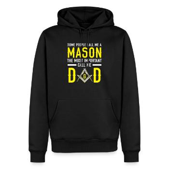 Franc-maçon Papa Fraternel Franc-maçonnerie Square Compass - Sweat à capuche Premium bio Homme - noir - Devant - Nico (187cm)