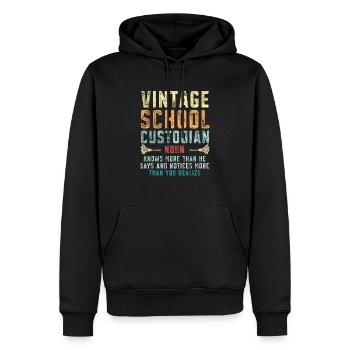 Concierge Janitress Gardien d’école Clean Freak - Sweat à capuche Premium bio Homme - noir - Devant - Nico (187cm)