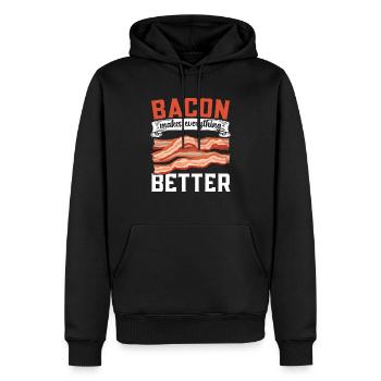 Speck macht alles besser Fleisch Ketogene Diät - Männer Premium Bio Hoodie - Schwarz - Vorne - Nico (187cm)