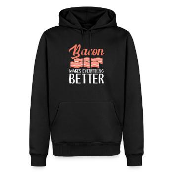 Speck macht alles besser Fleisch Ketogene Diät - Männer Premium Bio Hoodie - Schwarz - Vorne - Nico (187cm)