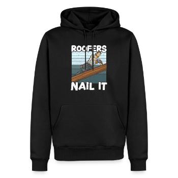 Dachdecker nageln es Dach Mechanischer Dachdecker - Männer Premium Bio Hoodie - Schwarz - Vorne - Nico (187cm)