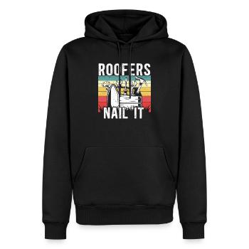 Dachdecker nageln es Dach Mechanischer Dachdecker - Männer Premium Bio Hoodie - Schwarz - Vorne - Nico (187cm)