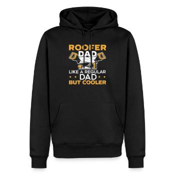 Papa couvreur comme un papa ordinaire mais papa plus cool - Sweat à capuche Premium bio Homme - noir - Devant - Nico (187cm)