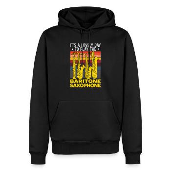 Une belle journée pour jouer du saxophone baryton - Sweat à capuche Premium bio Homme - noir - Devant - Nico (187cm)