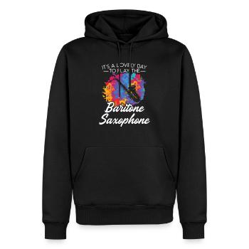Une belle journée pour jouer du saxophone baryton - Sweat à capuche Premium bio Homme - noir - Devant - Nico (187cm)