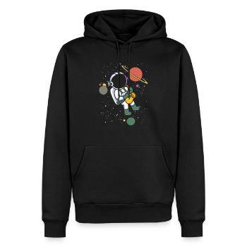 Astronaute Saxophone Saxophoniste Musicien - Sweat à capuche Premium bio Homme - noir - Devant - Nico (187cm)
