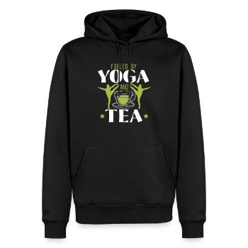 Fueled By Yoga And Tee Exercise Meditate Yoga - Men’s Premium Organic Hoodie - black - Front - Nico (187cm)