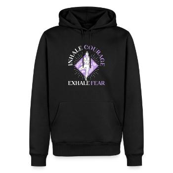 Einatmen Mut Ausatmen Angst Spirituelle Fitness Yoga - Männer Premium Bio Hoodie - Schwarz - Vorne - Nico (187cm)