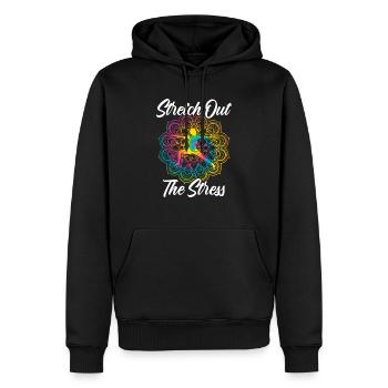 Stretch Out The Stress Fitness Workout Yoga Lover - Men’s Premium Organic Hoodie - black - Front - Nico (187cm)