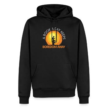 A Book A Day Keeps Boredom Away Bookworm Reading - Men’s Premium Organic Hoodie - black - Front - Nico (187cm)