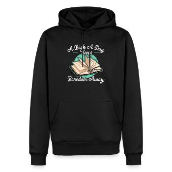 A Book A Day Keeps Boredom Away Bookworm Reading - Men’s Premium Organic Hoodie - black - Front - Nico (187cm)