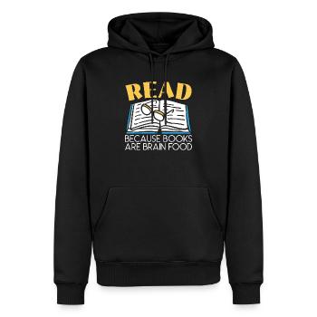 Lire parce que les livres sont un rat de bibliothèque de nourriture pour le cerveau - Sweat à capuche Premium bio Homme - noir - Devant - Nico (187cm)