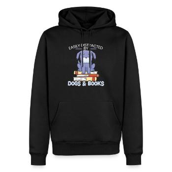 Leicht abgelenkt von Hunden & Büchern Welpe Bücherwurm - Männer Premium Bio Hoodie - Schwarz - Vorne - Nico (187cm)