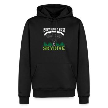 Ich habe meinen ersten Fallschirmspringer überlebt - Männer Premium Bio Hoodie - Schwarz - Vorne - Nico (187cm)