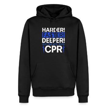 Beruhigen Sie sich Wir sprechen über CPR EMT EMS Health Care - Männer Premium Bio Hoodie - Schwarz - Vorne - Nico (187cm)