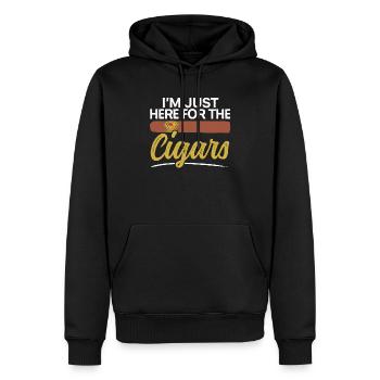 Je suis juste ici pour les cigares cigarettes - Sweat à capuche Premium bio Homme - noir - Devant - Nico (187cm)