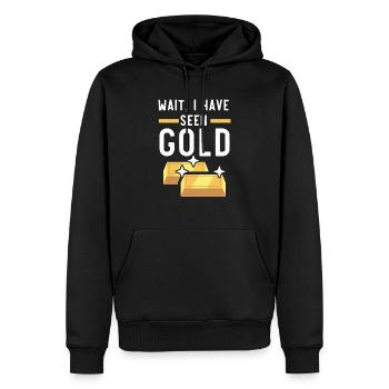 Attendez, j’ai vu l’or prospection d’orpaillage - Sweat à capuche Premium bio Homme - noir - Devant - Nico (187cm)