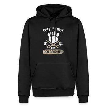 Zuerst Kaffee, dann Hundepflege Tierpfleger - Männer Premium Bio Hoodie - Schwarz - Vorne - Nico (187cm)