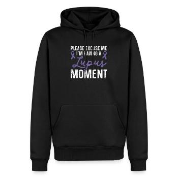J’ai un moment de lupus Conscience du lupus - Sweat à capuche Premium bio Homme - noir - Devant - Nico (187cm)