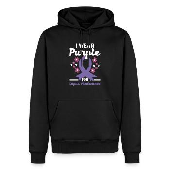 Je porte du violet pour la sensibilisation au lupus SLE Disease - Sweat à capuche Premium bio Homme - noir - Devant - Nico (187cm)