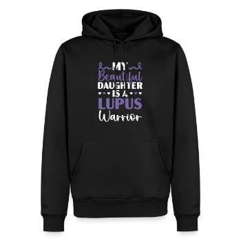 Meine Tochter ist ein Lupus-Krieger Lupus-Bewusstsein - Männer Premium Bio Hoodie - Schwarz - Vorne - Nico (187cm)