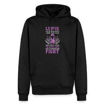 Lupus Bewusstsein Purple Ribbon Autoimmunkrankheit - Männer Premium Bio Hoodie - Schwarz - Vorne - Nico (187cm)
