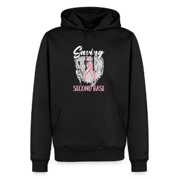 Saving 2nd Base Baseball Player Breast Cancer - Men’s Premium Organic Hoodie - black - Front - Nico (187cm)
