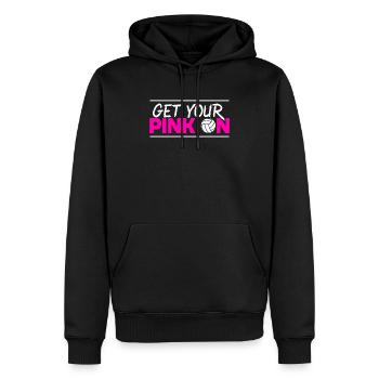 Obtenez votre joueur de volleyball Pink On Breast Cancer - Sweat à capuche Premium bio Homme - noir - Devant - Nico (187cm)