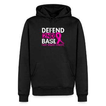 Defend 2nd Base Baseball Breast Cancer Awareness - Men’s Premium Organic Hoodie - black - Front - Nico (187cm)