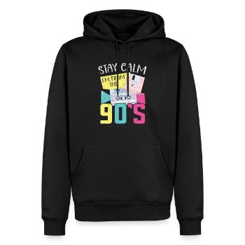 Stay Calm I'm From The 90's Nineties Party 1990er - Männer Premium Bio Hoodie - Schwarz - Vorne - Nico (187cm)