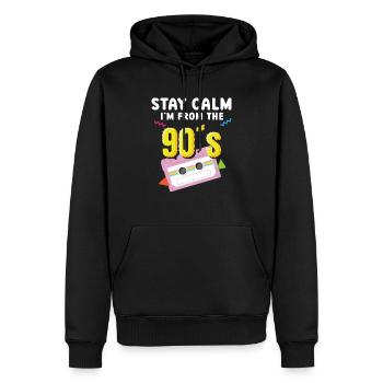 Stay Calm I'm From The 90's Nineties Party 1990er - Männer Premium Bio Hoodie - Schwarz - Vorne - Nico (187cm)