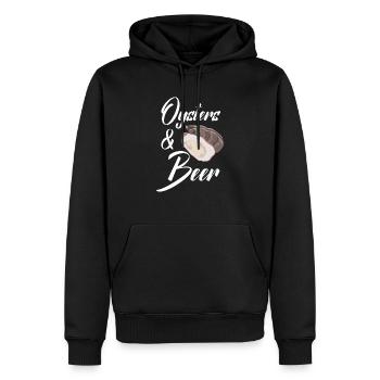 Huître et bière Boire coquillage Mollusque Animal - Sweat à capuche Premium bio Homme - noir - Devant - Nico (187cm)