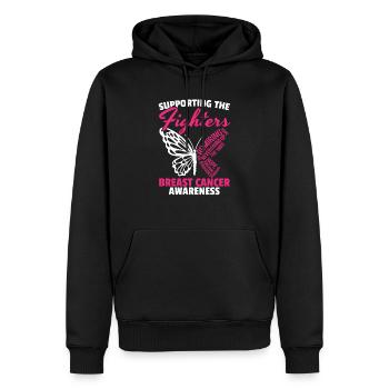 Unterstützung des Brustkrebsbewusstseins der Kämpfer - Männer Premium Bio Hoodie - Schwarz - Vorne - Nico (187cm)