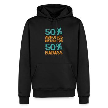 50% Aerobic-Instruktor 50% Badass-Übung - Männer Premium Bio Hoodie - Schwarz - Vorne - Nico (187cm)