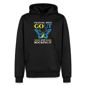 Je vis avec la goutte et la berce conscience de la goutte - Sweat à capuche Premium bio Homme - noir - Devant - Nico (187cm)
