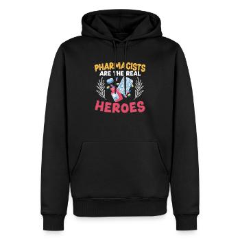Les pharmaciens sont les vrais héros de la pharmacie - Sweat à capuche Premium bio Homme - noir - Devant - Nico (187cm)