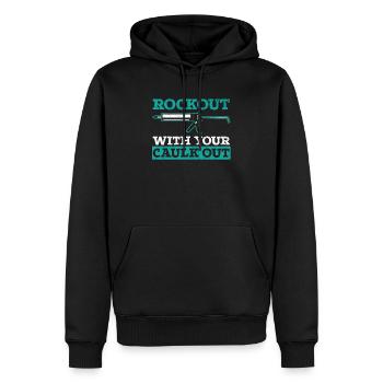 Rockout With Your Caulk Out Construction Worker - Men’s Premium Organic Hoodie - black - Front - Nico (187cm)