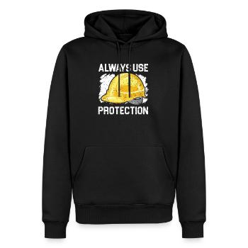 Always Use Protection Job Construction Worker - Men’s Premium Organic Hoodie - black - Front - Nico (187cm)