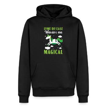 Lyme Disease Warriors Are Magical Unicorn Lover - Men’s Premium Organic Hoodie - black - Front - Nico (187cm)