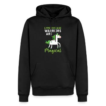 Lyme Disease Warriors Are Magical Unicorn Lover - Men’s Premium Organic Hoodie - black - Front - Nico (187cm)