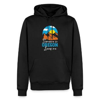 Quelqu’un dans l’Oregon m’aime USA Amérique Oregoniens - Sweat à capuche Premium bio Homme - noir - Devant - Nico (187cm)