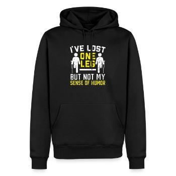 Ich habe ein Bein verloren, aber nicht meinen Sinn für Humor - Männer Premium Bio Hoodie - Schwarz - Vorne - Nico (187cm)