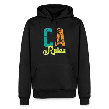 CA Rules California USA America Californian - Men’s Premium Organic Hoodie - black - Front - Nico (187cm)