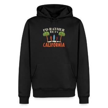 Je préférerais être en Californie Amérique Californienne - Sweat à capuche Premium bio Homme - noir - Devant - Nico (187cm)