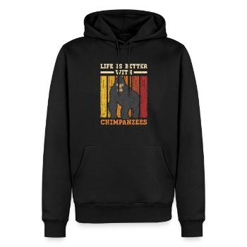 Das Leben ist besser mit Schimpansen Affenzüchter - Männer Premium Bio Hoodie - Schwarz - Vorne - Nico (187cm)