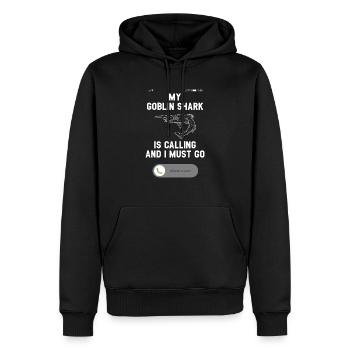 Mein Koboldhai ruft und ich muss Tier gehen - Männer Premium Bio Hoodie - Schwarz - Vorne - Nico (187cm)