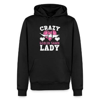 Crazy Goblin Shark Lady Tier Marine Biologe - Männer Premium Bio Hoodie - Schwarz - Vorne - Nico (187cm)