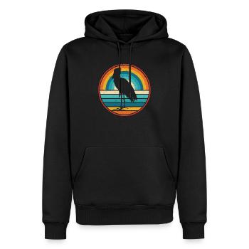 Retro Schuhschnabel Storch Vogel Flüsterer Walkopf - Männer Premium Bio Hoodie - Schwarz - Vorne - Nico (187cm)