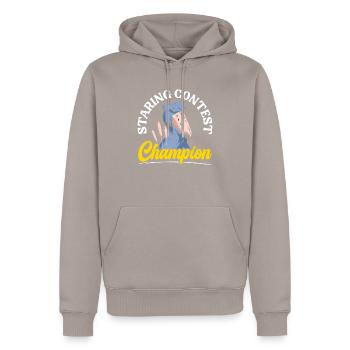 Staring Contest Champion Schuhschnabel-Storchvogel - Männer Premium Bio Hoodie - Taupe - Vorne - Nico (187cm)