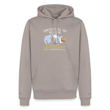 Tout ce dont vous avez besoin est une aventure Happy Columbus Day - Sweat à capuche Premium bio Homme - taupe - Devant - Nico (187cm)